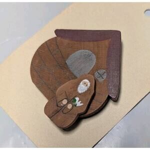 Handmade Hand painted Noah's Ark Wooden Pin Brooch Dove Religious